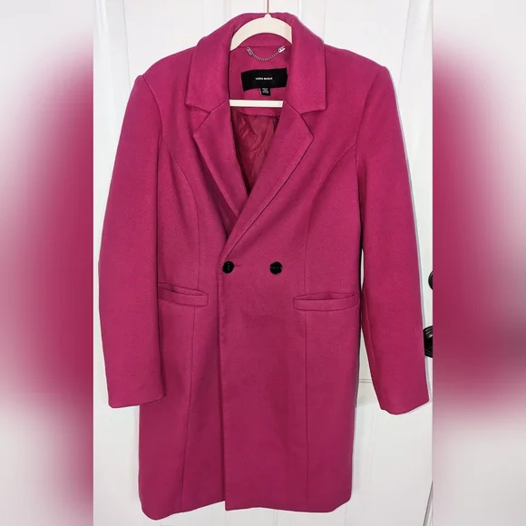 Vero Moda Hot Pink Pea Coat - Picture 2 of 9
